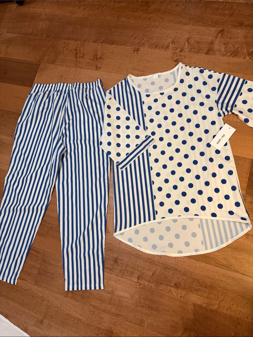 Women’s Blue Polka Dot & Stripe Set